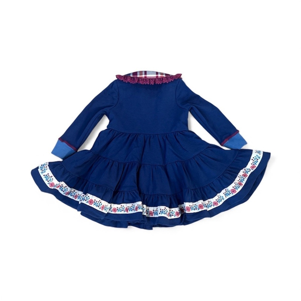 WildFlowers Kids Blue Tiered Swing Coat Floral Collar Button Front Size 2‎ - Picture 2 of 5